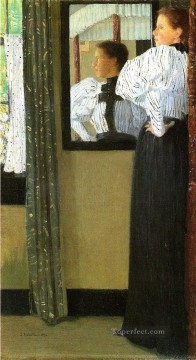 Face Reflected in a Mirror Julian Alden Weir Oil Paintings
